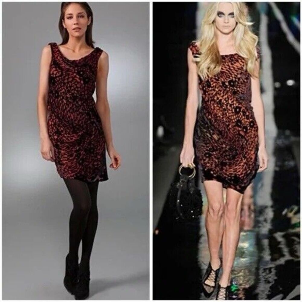 NWT Diane Von Furstenberg VTG Y2K 2 Elliso Devore Velvet Sleeveless sheath Dress